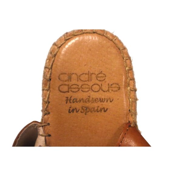 Andre Assous Tan Leather Espadrille Sandals 11 Coastal Boho Resort - Picture 2 of 4